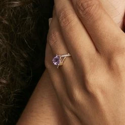 Histoire D'Or Bague Clothilde Or Jaune Amethyste Et Oxyde De Zirconium -Boucles d'Oreilles Soldes B3DFJYI609 model1