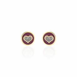 Histoire D'Or Boucles D'oreilles Puces Chlea Coeur Or Jaune