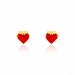 Histoire D'Or Boucles D'oreilles Puces Coralie Coeur Or Jaune