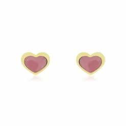 Histoire D'Or Boucles D'oreilles Puces Coeurs Or Jaune