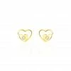 Histoire D'Or Boucles D'oreilles Puces Terentille Coeur Or Jaune Oxyde De Zirconium