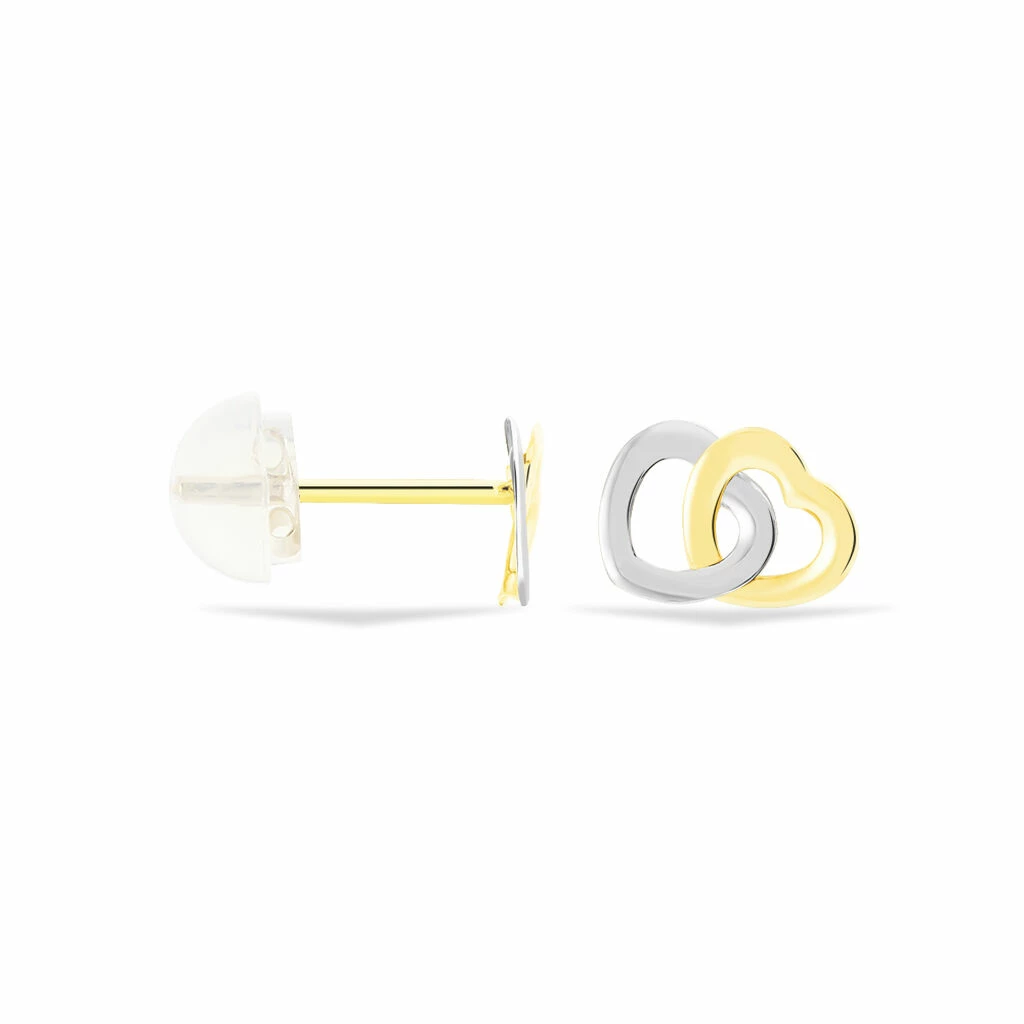 Histoire D'Or Boucles D'oreilles Puces Anne-maudae Double Coeurs Or Bicolore 4 Histoire D'Or Boucles D'oreilles Puces Anne-maudae Double Coeurs Or Bicolore – Image 2