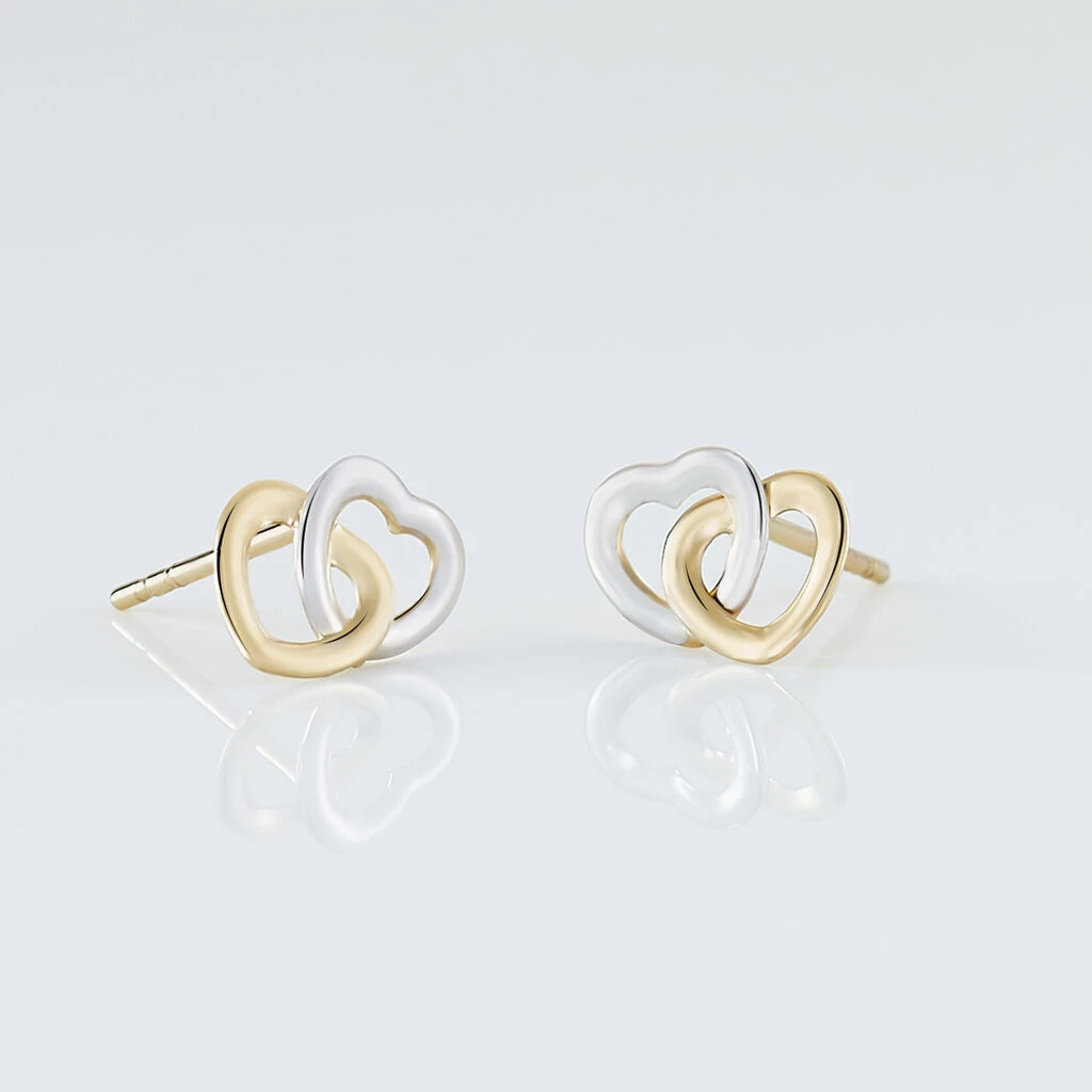 Histoire D'Or Boucles D'oreilles Puces Anne-maudae Double Coeurs Or Bicolore 5 Histoire D'Or Boucles D'oreilles Puces Anne-maudae Double Coeurs Or Bicolore – Image 3