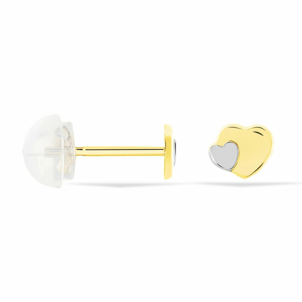 Histoire D'Or Boucles D'oreilles Puces Anne-maudae Double Coeurs Or Bicolore 4 Histoire D'Or Boucles D'oreilles Puces Anne-maudae Double Coeurs Or Bicolore – Image 2