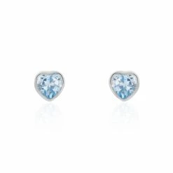 Histoire D'Or Boucles D'oreilles Puces Klodina Or Blanc Topaze