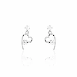 Histoire D'Or Boucles D'oreilles Puces Romance Or Blanc Oxyde De Zirconium