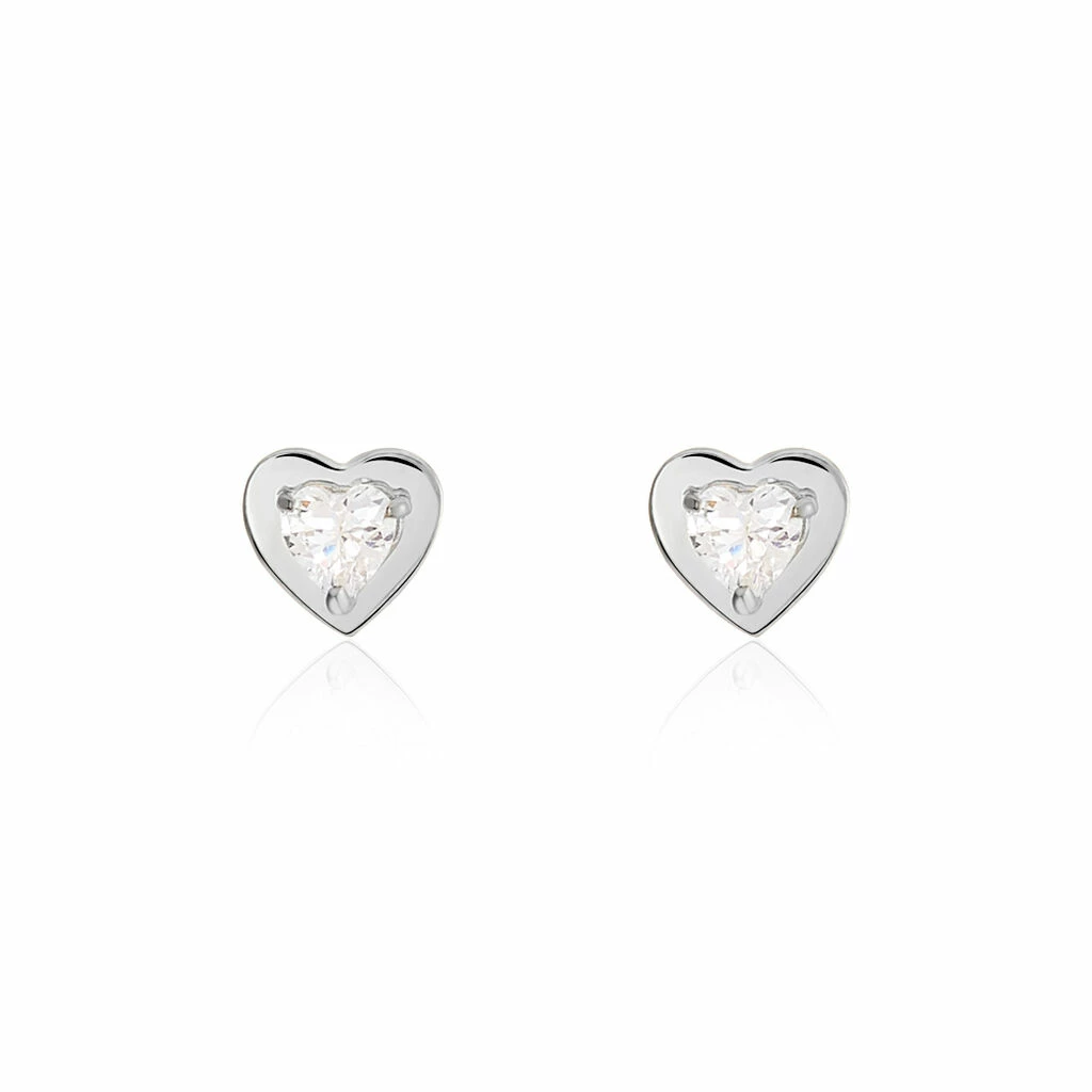 Histoire D'Or Boucles D'oreilles Puces Daria Coeur Plein Or Blanc Oxyde De Zirconium 3 Histoire D'Or Boucles D'oreilles Puces Daria Coeur Plein Or Blanc Oxyde De Zirconium