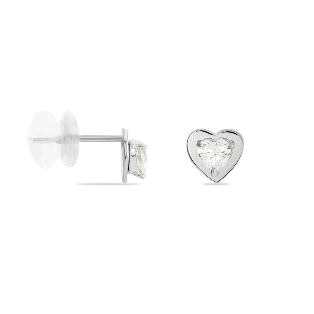 Histoire D'Or Boucles D'oreilles Puces Daria Coeur Plein Or Blanc Oxyde De Zirconium 4 Histoire D'Or Boucles D'oreilles Puces Daria Coeur Plein Or Blanc Oxyde De Zirconium – Image 2