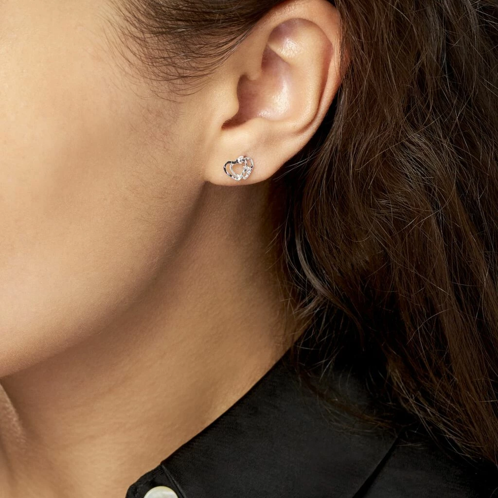Histoire D'Or Boucles D'oreilles Puces Daria Double Coeurs Or Blanc Oxyde 6 Histoire D'Or Boucles D'oreilles Puces Daria Double Coeurs Or Blanc Oxyde – Image 4