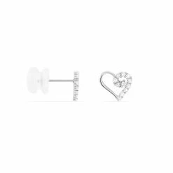 Histoire D'Or Boucles D'oreilles Puces Daria Cœur Or Blanc Oxyde De Zirconium -Boucles d'Oreilles Soldes B3OFBZW581 view1