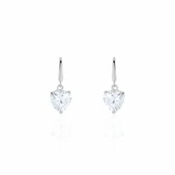 Histoire D'Or Boucles D'oreilles Pendantes Bo Coeur Pm Or Blanc Oxyde De Zirconium