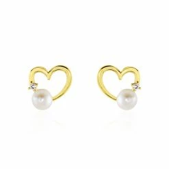 Histoire D'Or Boucles D'oreilles Puces Or Jaune Fergus Perle De Culture Oxyde