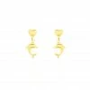 Histoire D'Or Boucles D'oreilles Pendantes Fulvie Coeurs Et Dauphin Or Jaune