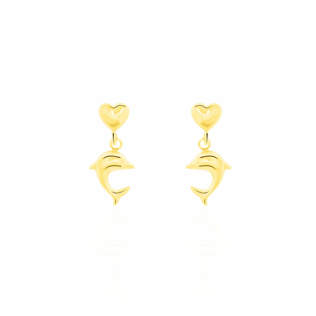 Histoire D'Or Boucles D'oreilles Pendantes Fulvie Coeurs Et Dauphin Or Jaune 3 Histoire D'Or Boucles D'oreilles Pendantes Fulvie Coeurs Et Dauphin Or Jaune