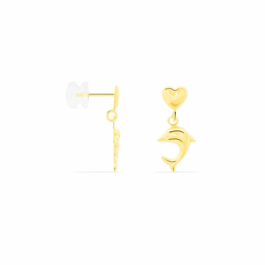 Histoire D'Or Boucles D'oreilles Pendantes Fulvie Coeurs Et Dauphin Or Jaune 4 Histoire D'Or Boucles D'oreilles Pendantes Fulvie Coeurs Et Dauphin Or Jaune – Image 2