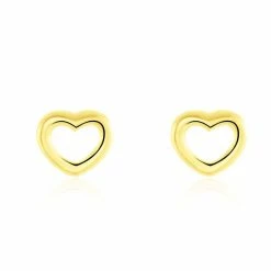 Histoire D'Or Boucles D'oreilles Puces Anne-maudae Coeurs Or Jaune