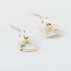 Histoire D'Or Boucles D'oreilles Pendantes Daria Cœur Or Jaune -Boucles d'Oreilles Soldes B3OFJW0805 view2