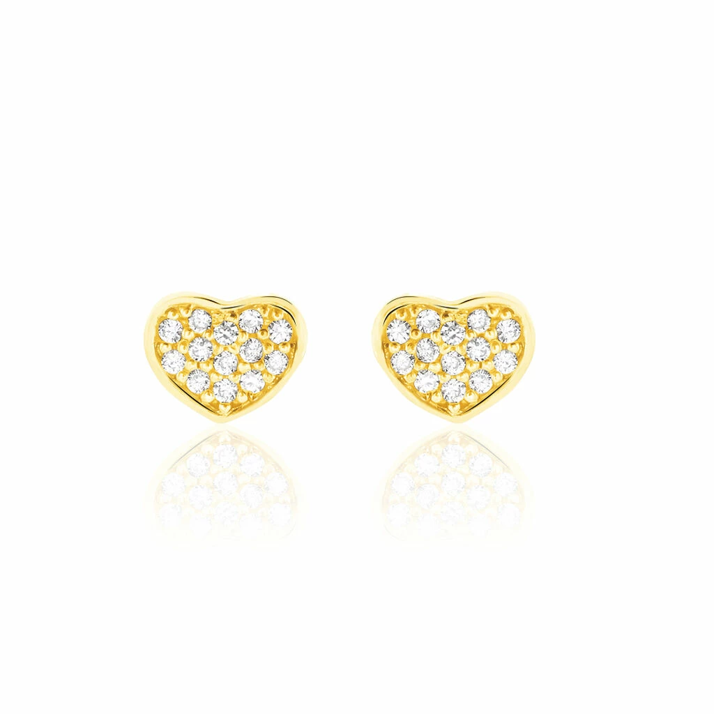 Histoire D'Or Boucles D'oreilles Puces Daria Coeur Plein Or Jaune Oxyde De Zirconium 3 Histoire D'Or Boucles D'oreilles Puces Daria Coeur Plein Or Jaune Oxyde De Zirconium