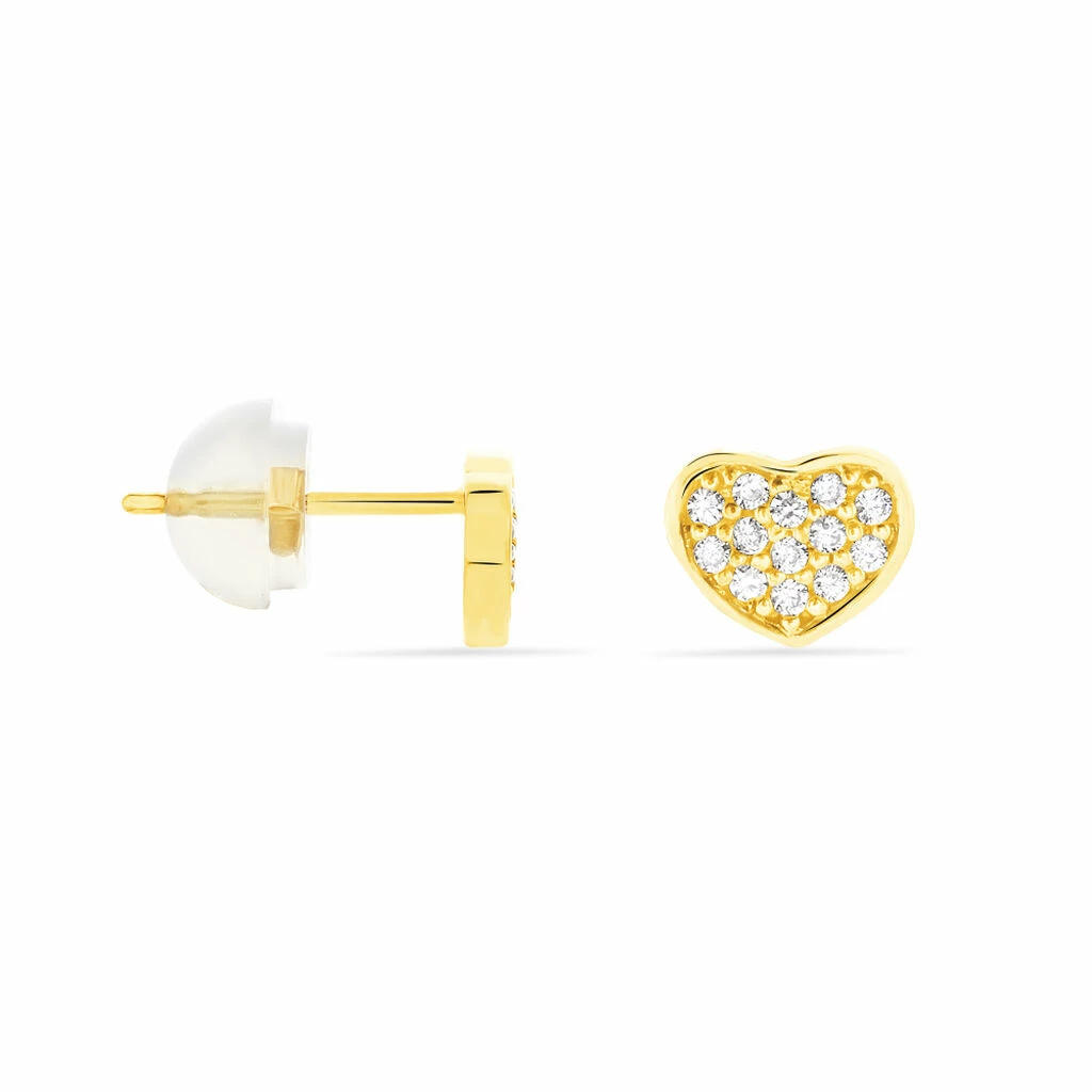 Histoire D'Or Boucles D'oreilles Puces Daria Coeur Plein Or Jaune Oxyde De Zirconium 4 Histoire D'Or Boucles D'oreilles Puces Daria Coeur Plein Or Jaune Oxyde De Zirconium – Image 2