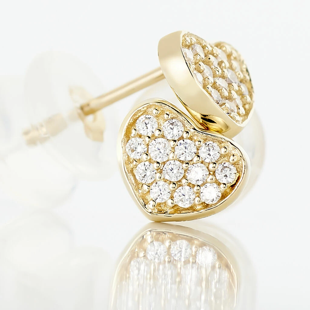 Histoire D'Or Boucles D'oreilles Puces Daria Coeur Plein Or Jaune Oxyde De Zirconium 5 Histoire D'Or Boucles D'oreilles Puces Daria Coeur Plein Or Jaune Oxyde De Zirconium – Image 3