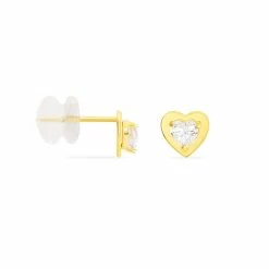 Histoire D'Or Boucles D'oreilles Puces Daria Coeur Plein Or Jaune Oxyde De Zirconium -Boucles d'Oreilles Soldes B3OFJZW634 view1