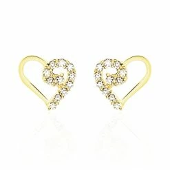 Histoire D'Or Boucles D'oreilles Puces Daria Cœur Or Jaune Oxyde De Zirconium