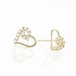 Histoire D'Or Boucles D'oreilles Puces Daria Cœur Or Jaune Oxyde De Zirconium -Boucles d'Oreilles Soldes B3OFJZW806 view2