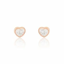 Histoire D'Or Boucles D'oreilles Puces Daria Cœur 0 Or Rose Strass