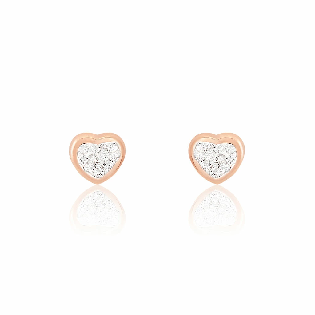 Histoire D'Or Boucles D'oreilles Puces Daria Cœur 0 Or Rose Strass 3 Histoire D'Or Boucles D'oreilles Puces Daria Cœur 0 Or Rose Strass