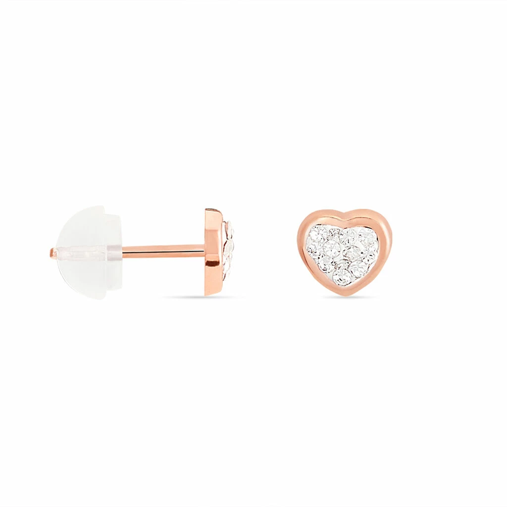 Histoire D'Or Boucles D'oreilles Puces Daria Cœur 0 Or Rose Strass 4 Histoire D'Or Boucles D'oreilles Puces Daria Cœur 0 Or Rose Strass – Image 2