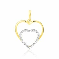 Histoire D'Or Pendentif Eudocie Double Coeurs Or Bicolore