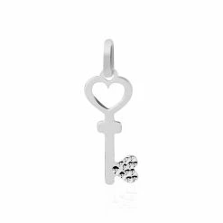 Histoire D'Or Pendentif Fatilia Clef Coeur Or Blanc