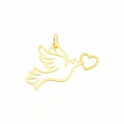 Histoire D'Or Pendentif Guecha Colombe Et Coeur Or Jaune