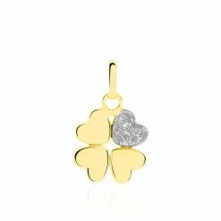 Histoire D'Or Pendentif Eudocie Coeur Trefle Or Jaune