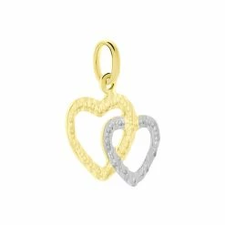 Histoire D'Or Pendentif Eudocie Coeurs Ciseles Or Bicolore
