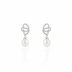 Histoire D'Or Boucles D'oreilles Pendantes Rosella Argent Perle De Culture Et Oxyde