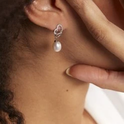 Histoire D'Or Boucles D'oreilles Pendantes Rosella Argent Perle De Culture Et Oxyde -Boucles d'Oreilles Soldes FAOFBU2119 model1