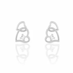 Histoire D'Or Boucles D'oreilles Puces Roma Argent Blanc Oxyde De Zirconium