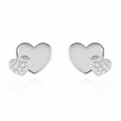 Histoire D'Or Boucles D'oreilles Puces Flamen Argent Blanc Oxyde De Zirconium