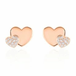 Histoire D'Or Boucles D'oreilles Puces Flamen Argent Rose Oxyde De Zirconium