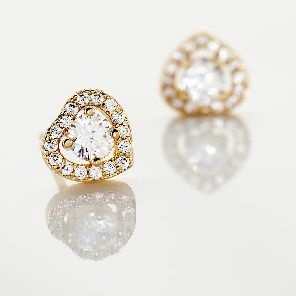 Histoire D'Or Boucles D'oreilles Puces Alais Plaqué Or Jaune Oxyde De Zirconium 5 Histoire D'Or Boucles D'oreilles Puces Alais Plaqué Or Jaune Oxyde De Zirconium – Image 3