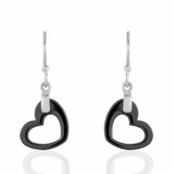 Histoire D'Or Boucles D'oreilles Pendantes Alena Argent Blanc Céramique Et Oxyde